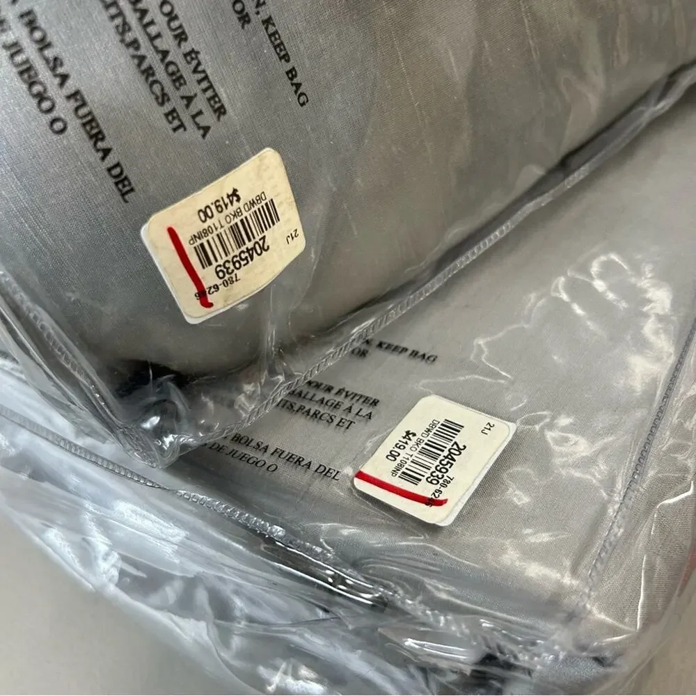 2 Pottery Barn Silk Dupioni Curtain Panels Blackout Platinum Silver Gray NWT